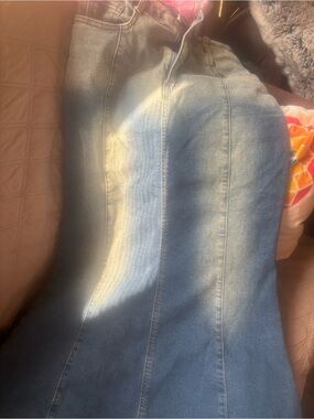 Cider Blue Washed Denim Maxi Skirt